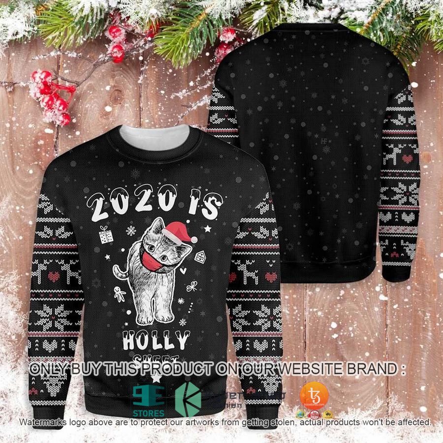 christmas is holly sheet cat ugly christmas sweater 1 75089