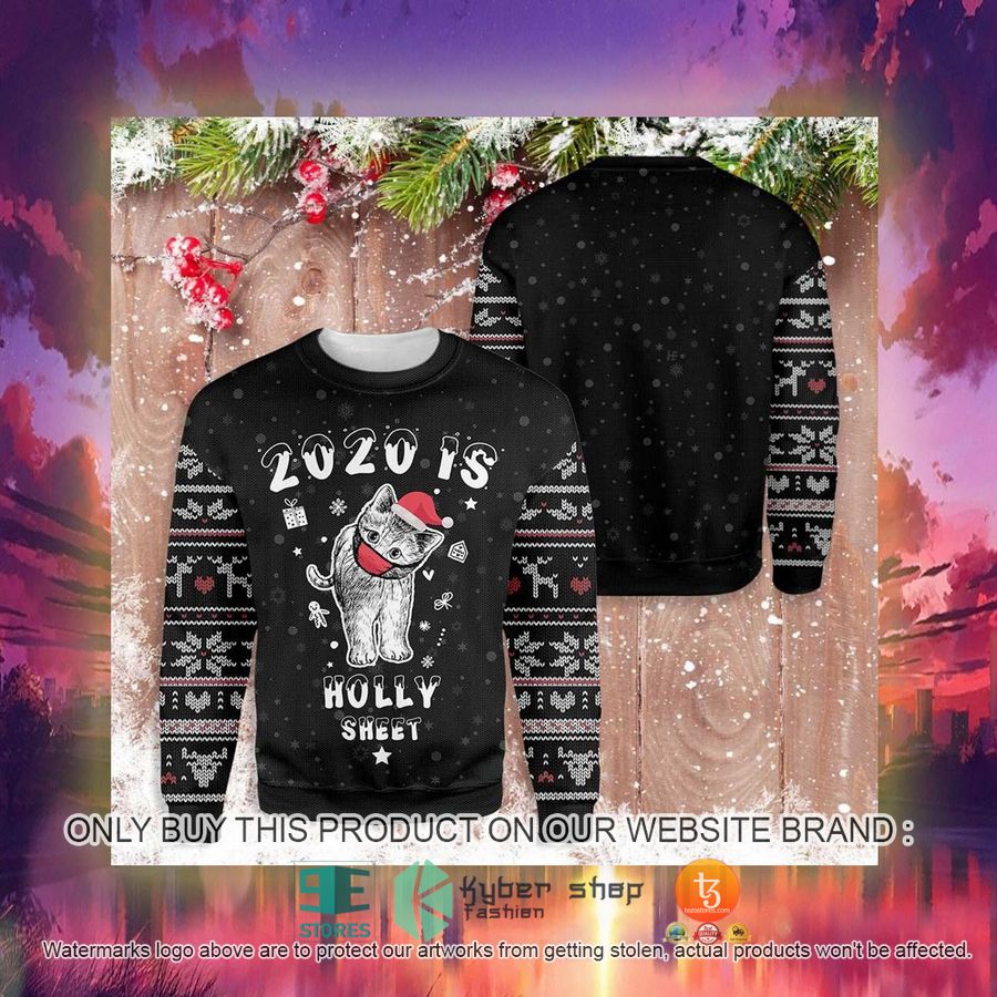 HOT Christmas Is Holly Sheet Cat Ugly Christmas Sweater 3 christmas is holly sheet cat ugly christmas sweater 3 1521