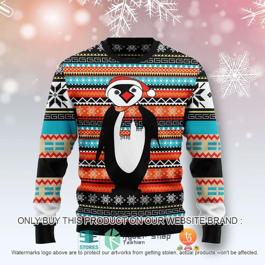 colorful pattern penguin ugly christmas sweater 1 46829