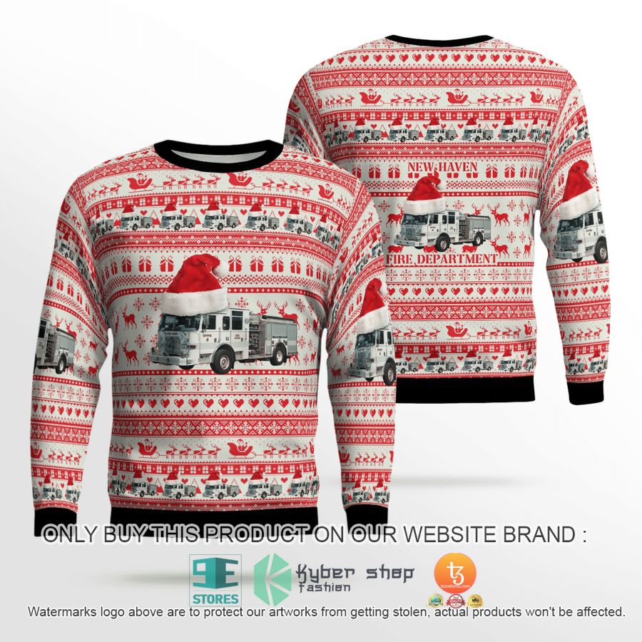 NEW Connecticut New Haven Fire Department Christmas Sweatshirt 2 connecticut new haven fire department christmas sweater sweatshirt 2 59333