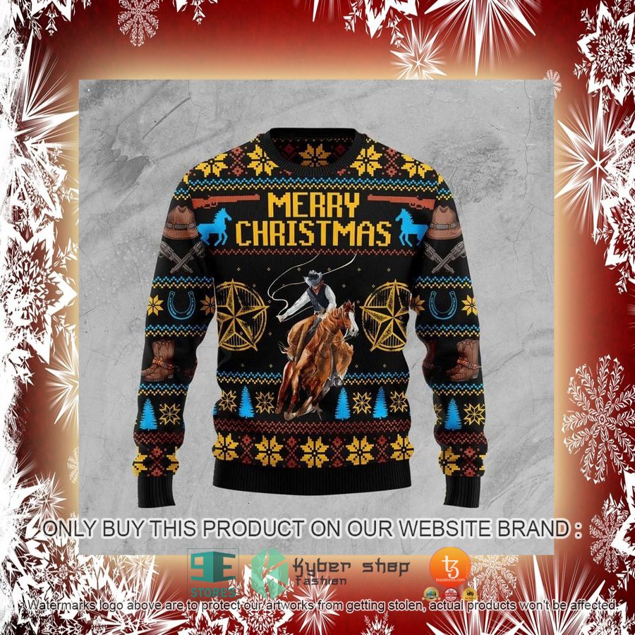 NEW Cowboy Merry Christmas Christmas Sweatshirt, Sweater 2 cowboy merry christmas christmas ugly sweater 2 50603