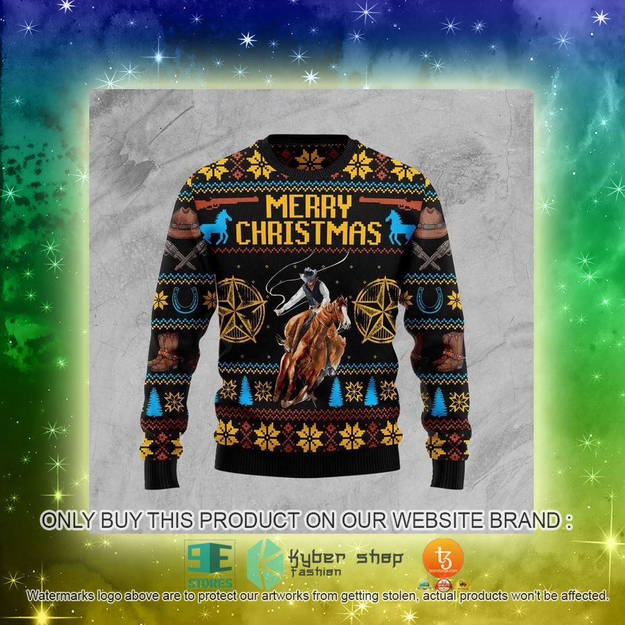 NEW Cowboy Merry Christmas Christmas Sweatshirt, Sweater 3 cowboy merry christmas christmas ugly sweater 3 55527