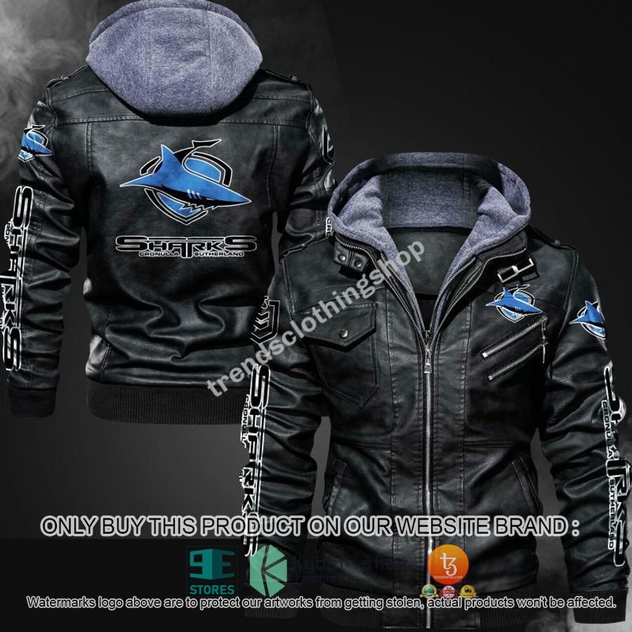cronulla sharks nrl leather jacket 1 32403