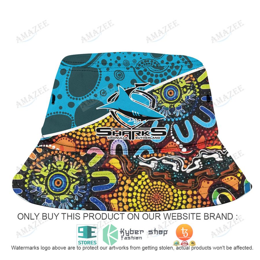 cronulla sutherland sharks aboriginal patterns bucket hat 1 26793