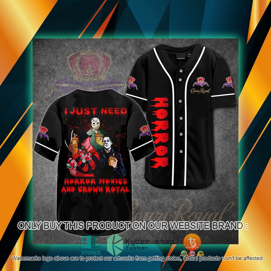 NEW Crown Royal Horror I Just Need Horror Movies And Crown Royal Baseball Shirt 2 crown royal horror i just need horror movies and crown royal baseball jersey 2 54549