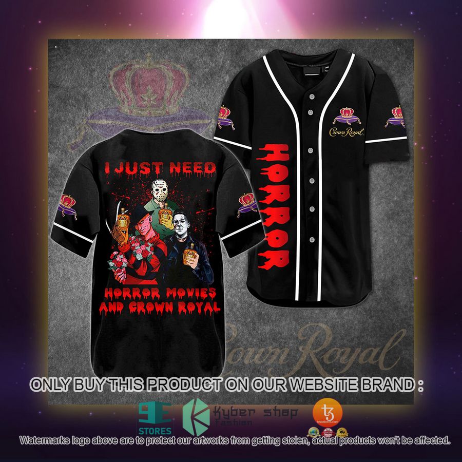 NEW Crown Royal Horror I Just Need Horror Movies And Crown Royal Baseball Shirt 3 crown royal horror i just need horror movies and crown royal baseball jersey 3 21633