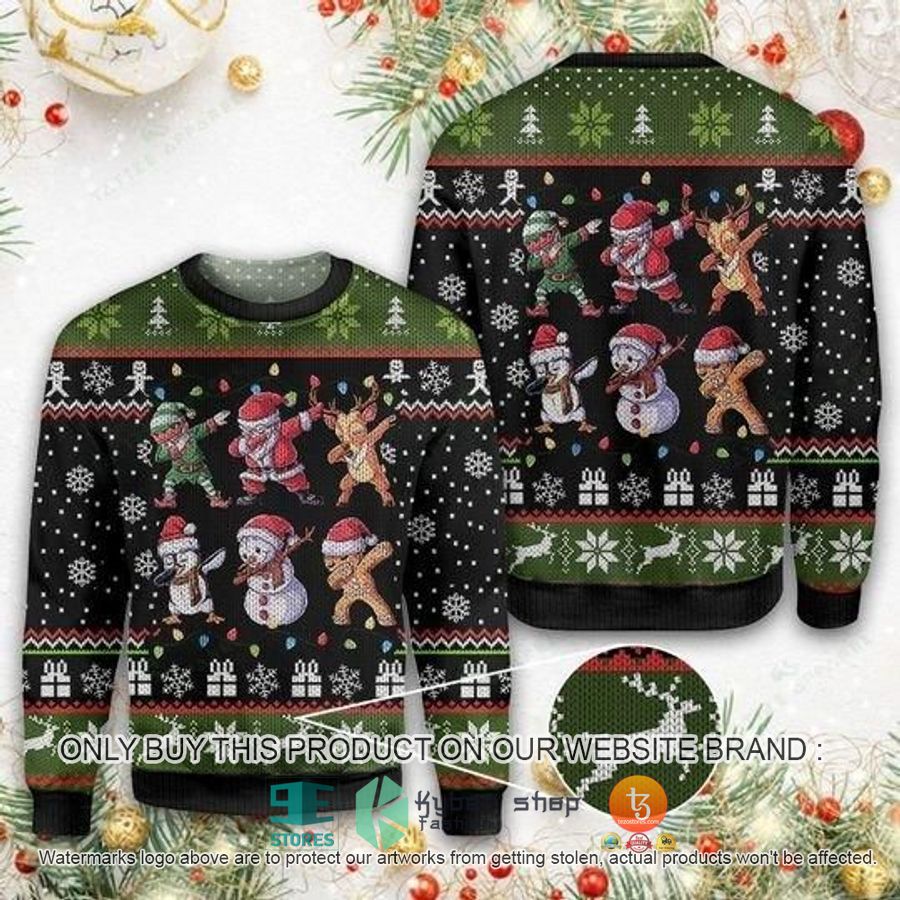 dabbing santa snowman the gingerbread man christmas ugly sweater 1 93372