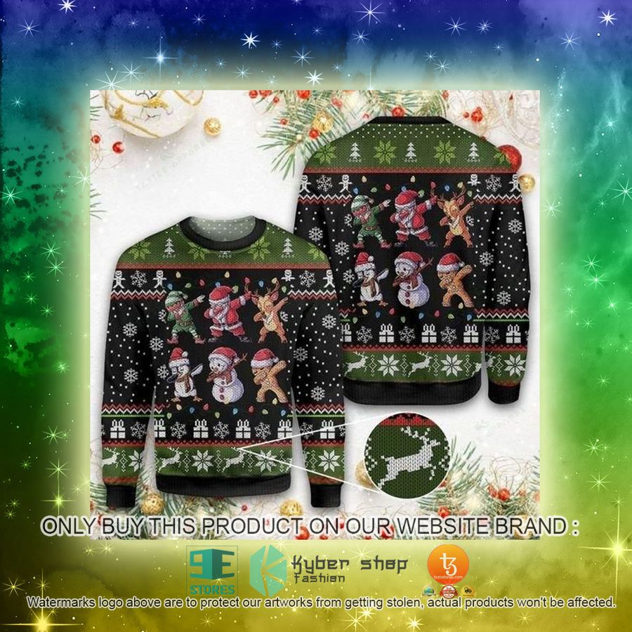 NEW Dabbing Santa Snowman The Gingerbread Man Christmas Sweatshirt, Sweater 3 dabbing santa snowman the gingerbread man christmas ugly sweater 3 60451