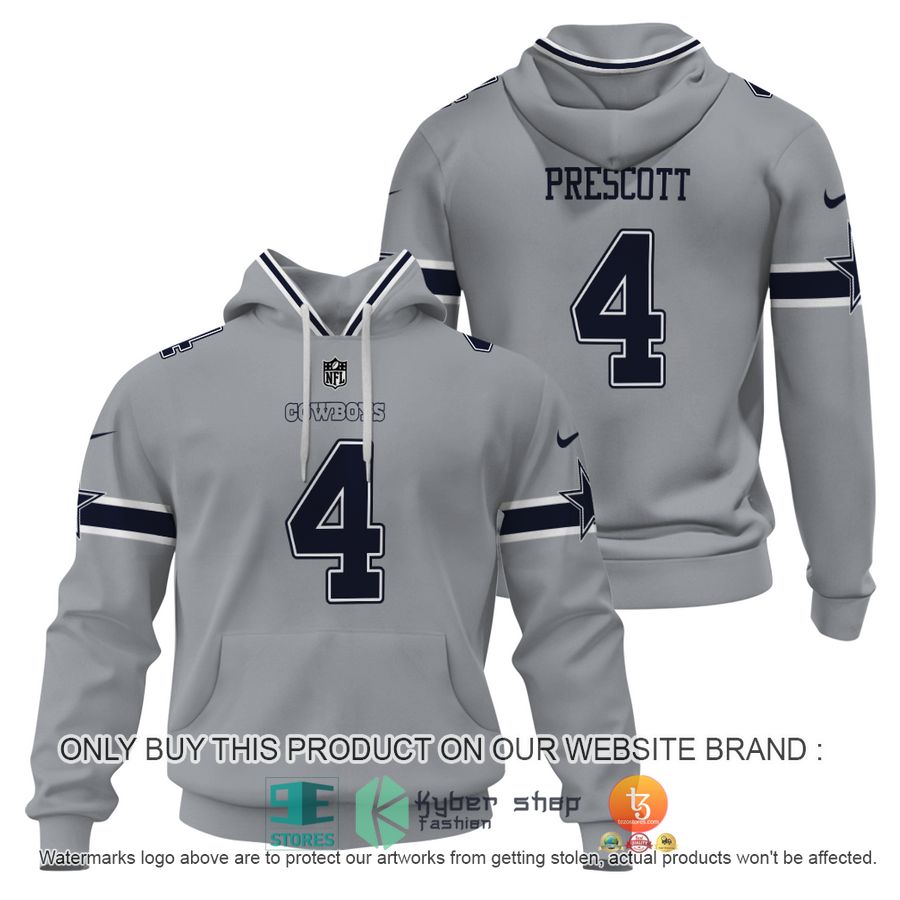 dak prescott 4 dallas cowboys grey dark blue shirt hoodie 1 82553