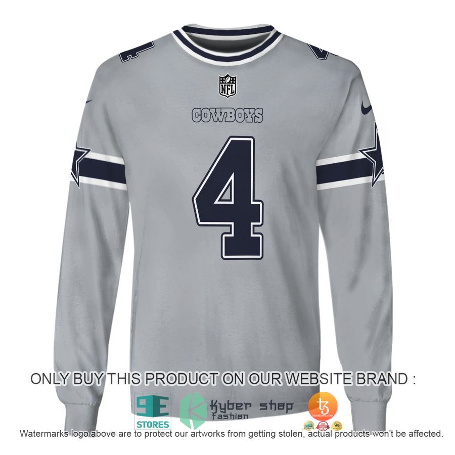 NEW Dak Prescott 4 Dallas Cowboys Grey dark blue Sweatshirt 5 dak prescott 4 dallas cowboys grey dark blue shirt hoodie 5 26575