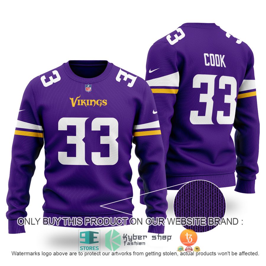dalvin cook 33 minnesota vikings sweater 1 61143