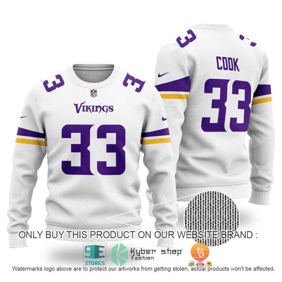 dalvin cook 33 minnesota vikings white sweater 1 52774