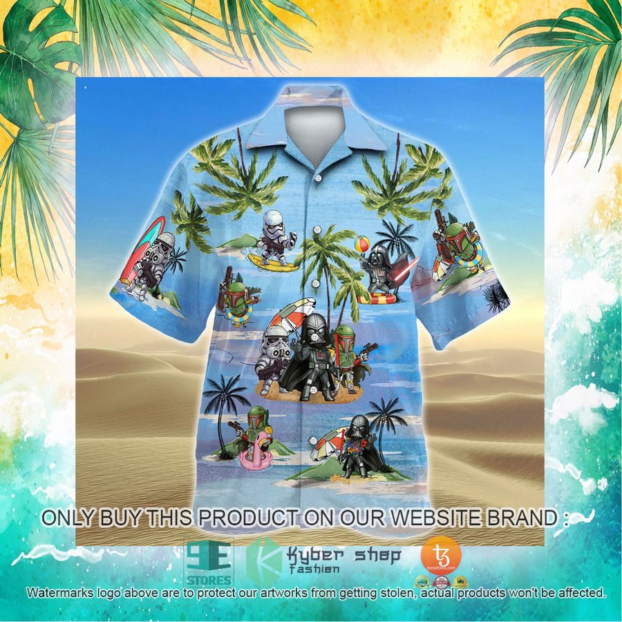 darth vader boba fett stormtrooper summer time blue hawaiian shirt shorts 19 72312