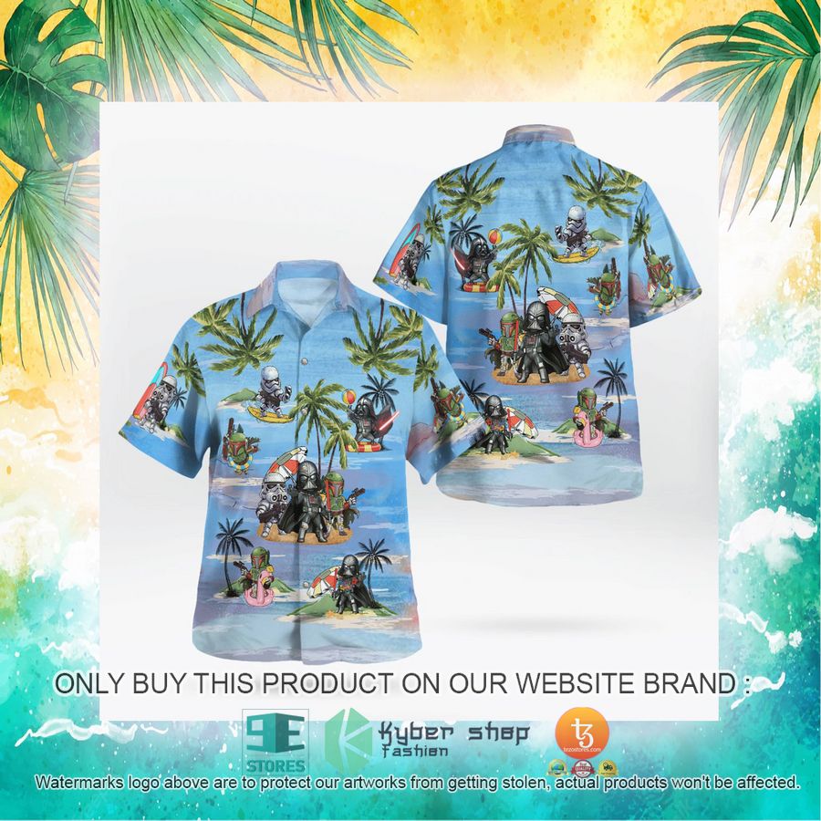 NEW Darth Vader Boba Fett Stormtrooper Summer Time Blue Hawaii Shirt, Shorts 20 darth vader boba fett stormtrooper summer time blue hawaiian shirt shorts 20 27516