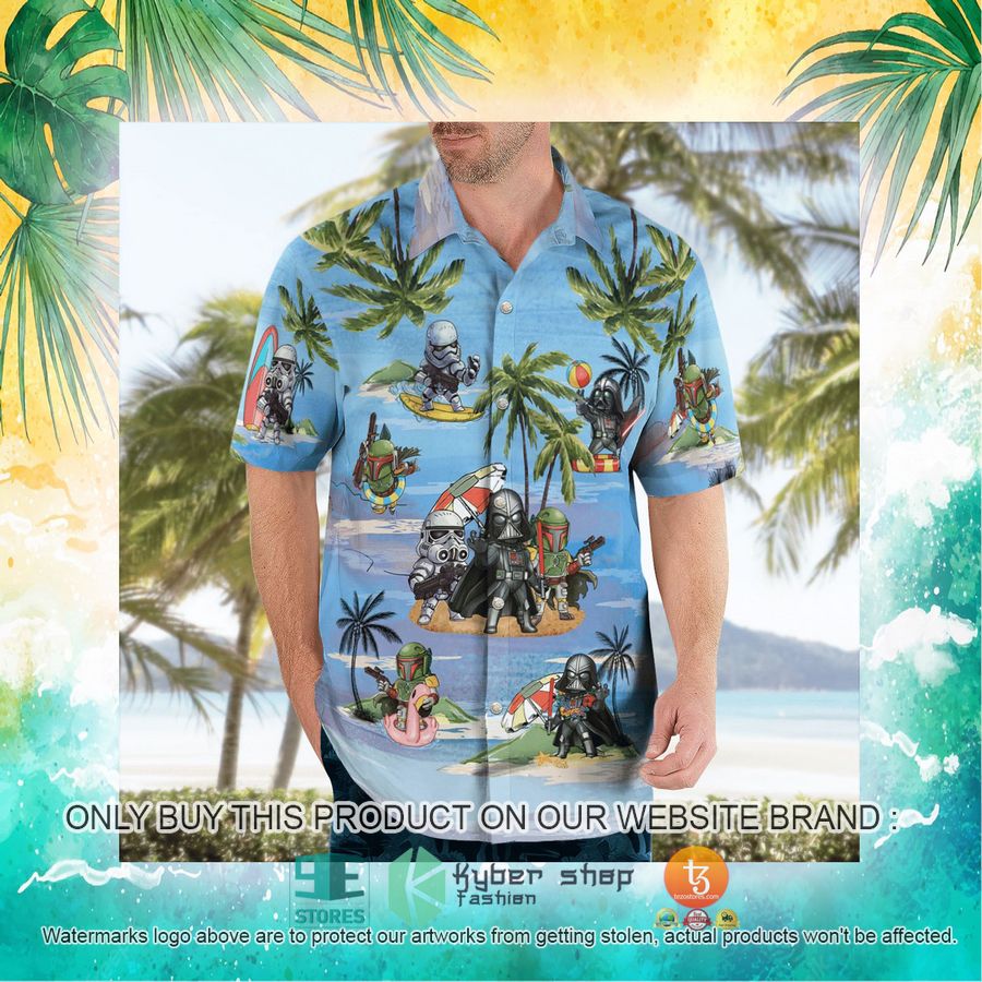 darth vader boba fett stormtrooper summer time blue hawaiian shirt shorts 22 20897