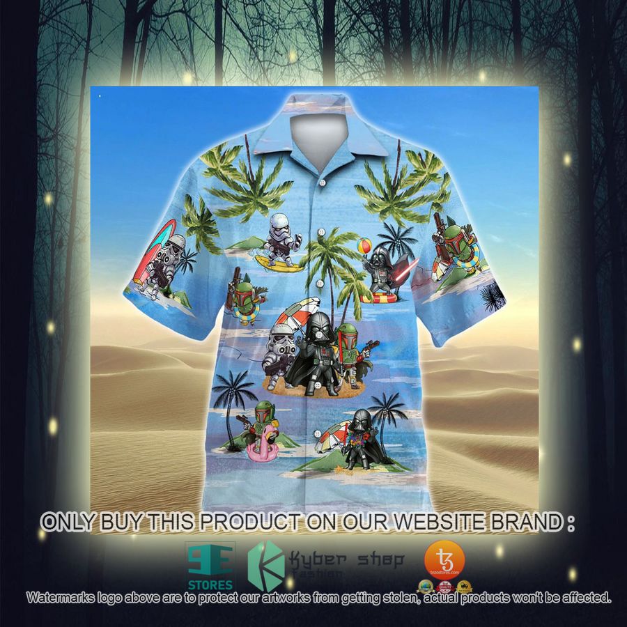 darth vader boba fett stormtrooper summer time blue hawaiian shirt shorts 7 29322