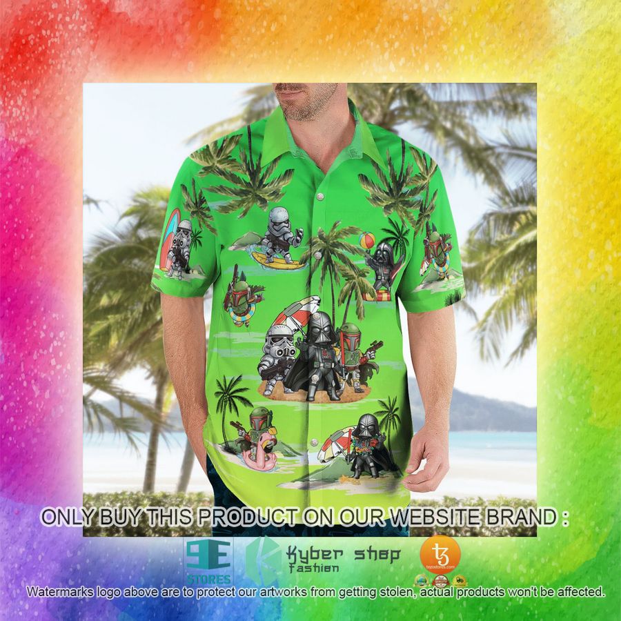 darth vader boba fett stormtrooper summer time green hawaiian shirt shorts 16 33741