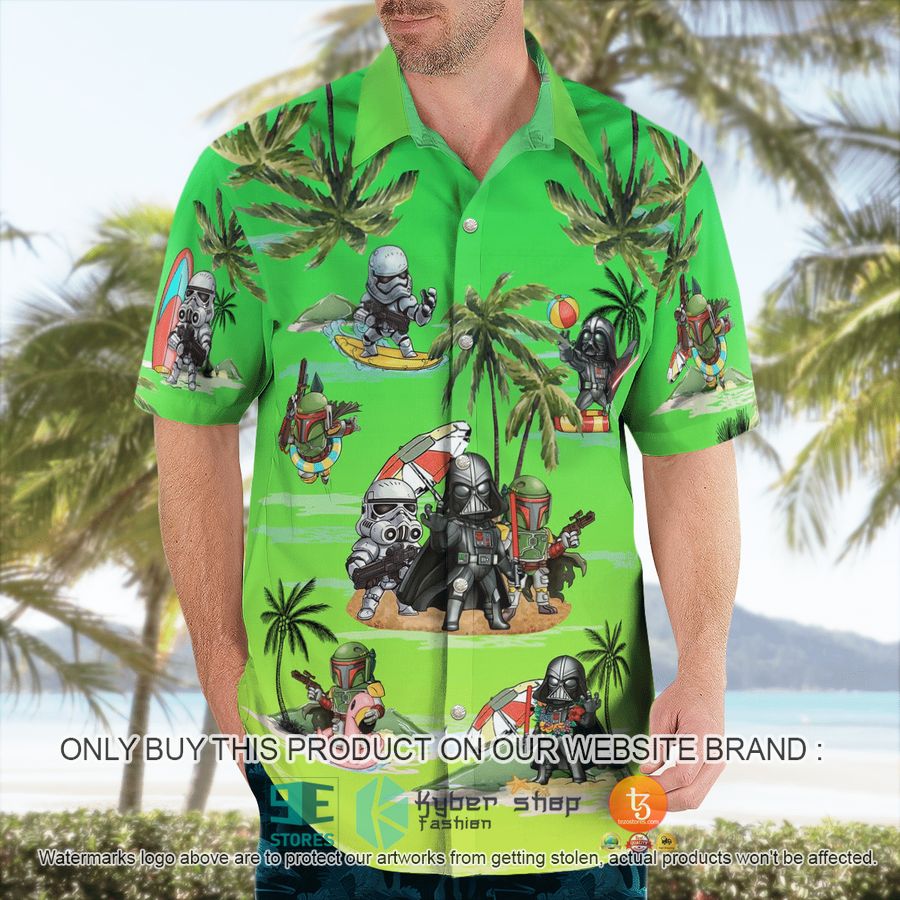 darth vader boba fett stormtrooper summer time green hawaiian shirt shorts 4 69326