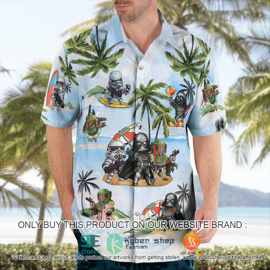 darth vader boba fett stormtrooper summer time light blue hawaiian shirt shorts 4 59927