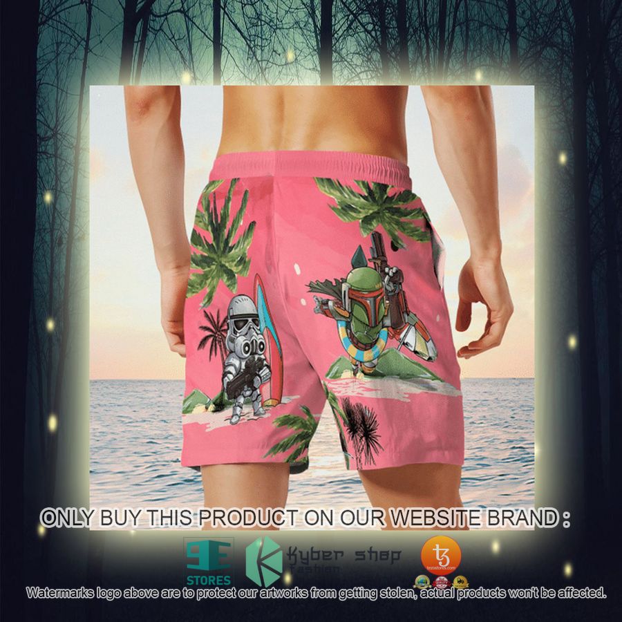 darth vader boba fett stormtrooper summer time pink hawaiian shirt shorts 12 48654