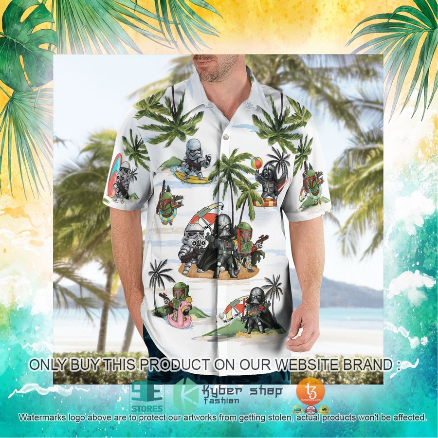 darth vader boba fett stormtrooper summer time white hawaiian shirt shorts 22 51395