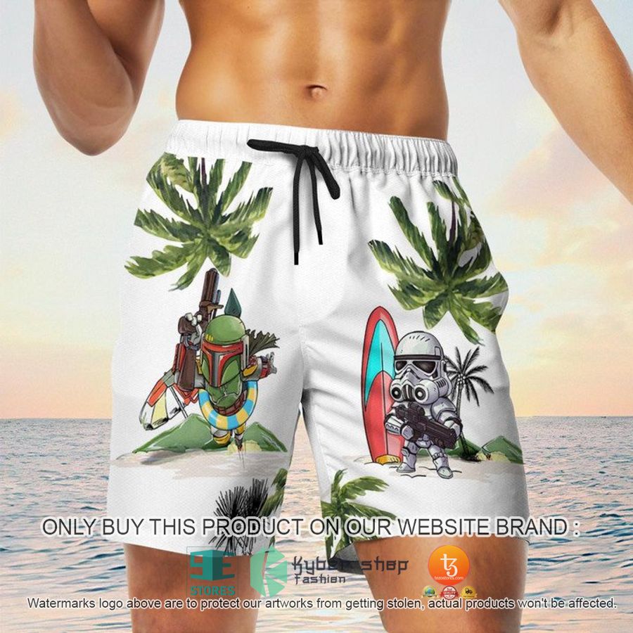 darth vader boba fett stormtrooper summer time white hawaiian shirt shorts 5 50233