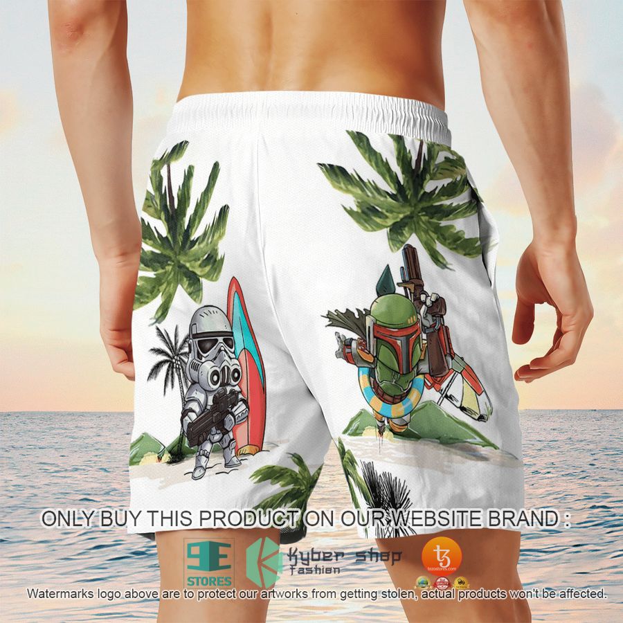 darth vader boba fett stormtrooper summer time white hawaiian shirt shorts 6 75489