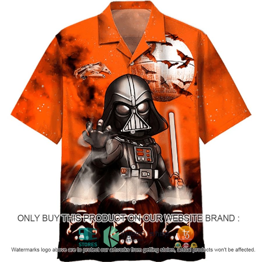 darth vader halloween pumpkin orange hawaiian shirt 1 3578
