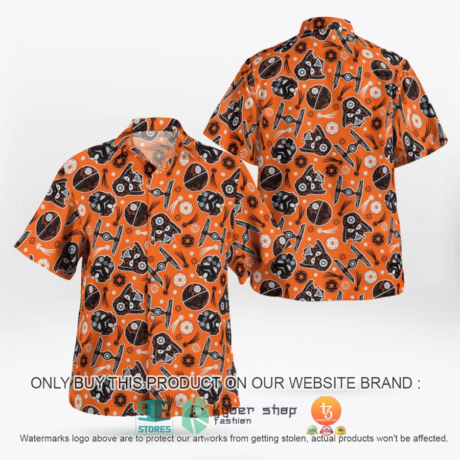 darth vader star wars pattern orange hawaiian shirt 1 296