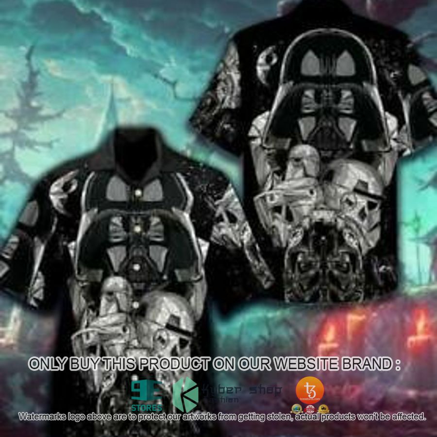 darth vader stormtrooper art black white hawaiian shirt 1 69393