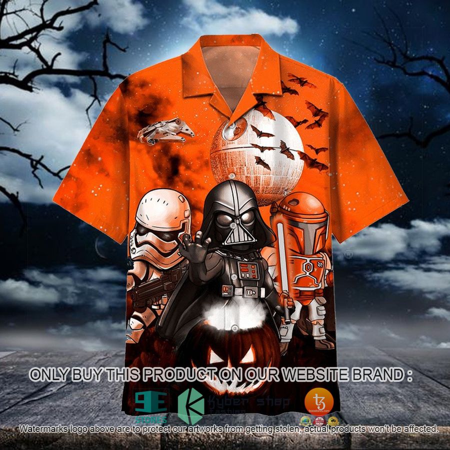 darth vader stormtrooper boba fett halloween pumpkin hawaiian shirt 1 50978