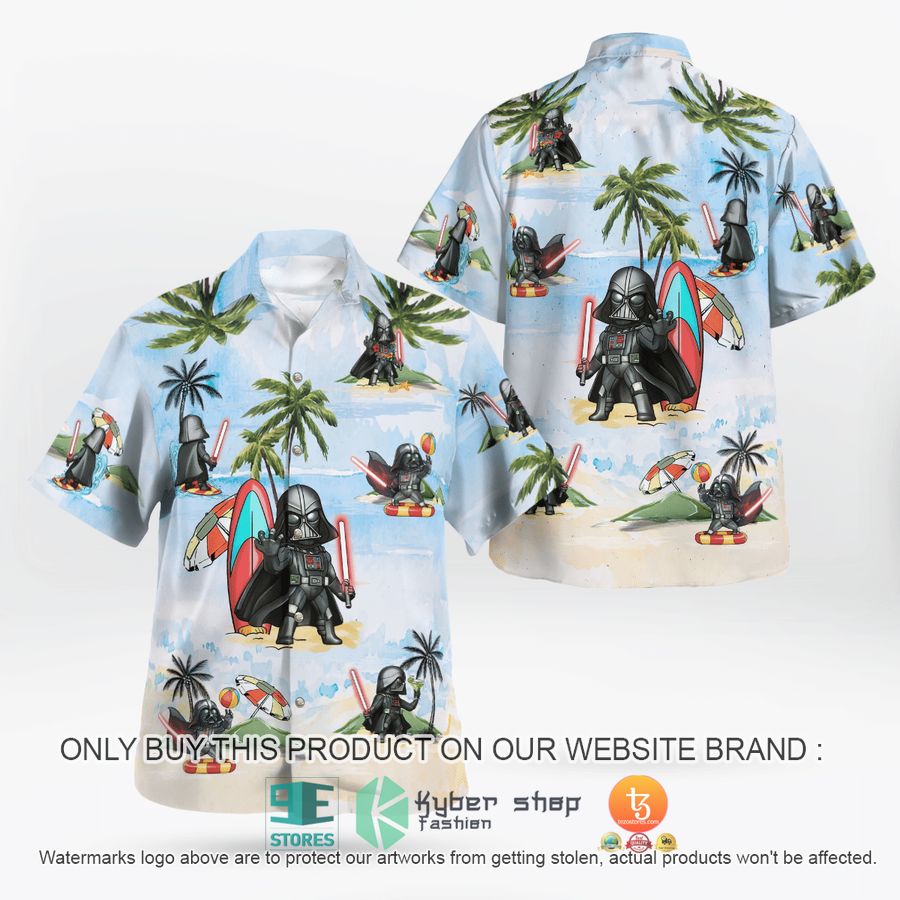 darth vader summer time light blue hawaiian shirt shorts 2 85001