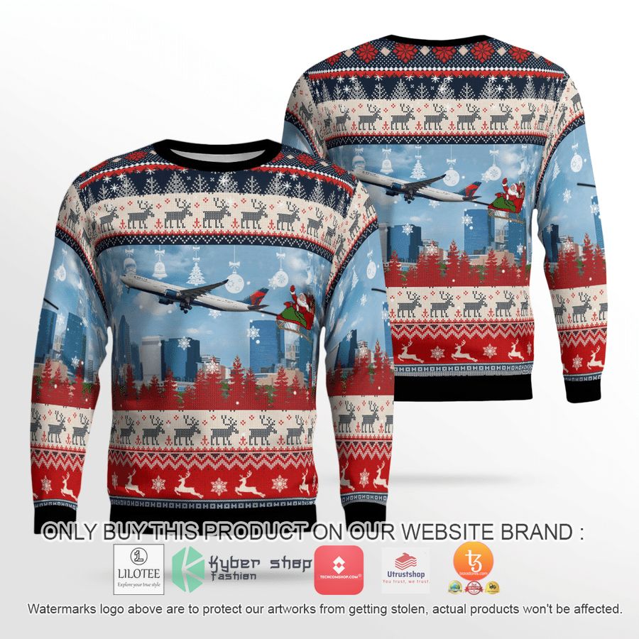 delta air lines a330 300 with santa over charlotte christmas 3d sweater 1 96553