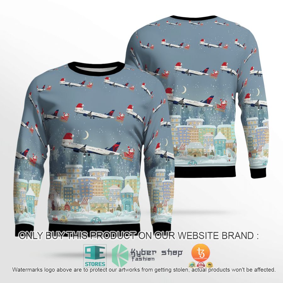 NEW Delta Air Lines Airbus A220-300 Christmas Sweatshirt 24 delta air lines airbus a220 300 christmas sweater sweatshirt 1 62844