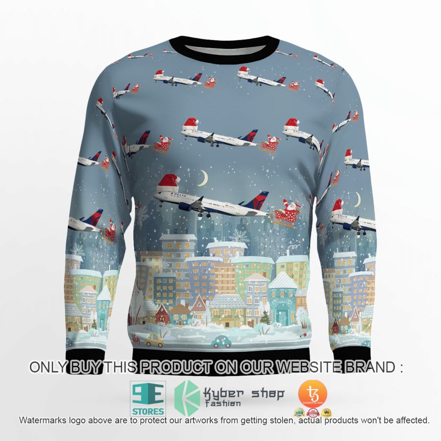 NEW Delta Air Lines Airbus A220-300 Christmas Sweatshirt 3 delta air lines airbus a220 300 christmas sweater sweatshirt 3 16249