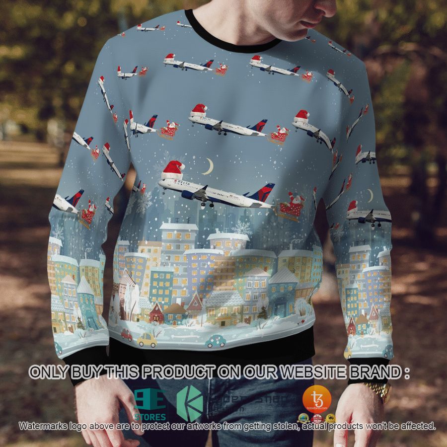 NEW Delta Air Lines Airbus A220-300 Christmas Sweatshirt 8 delta air lines airbus a220 300 christmas sweater sweatshirt 8 42550