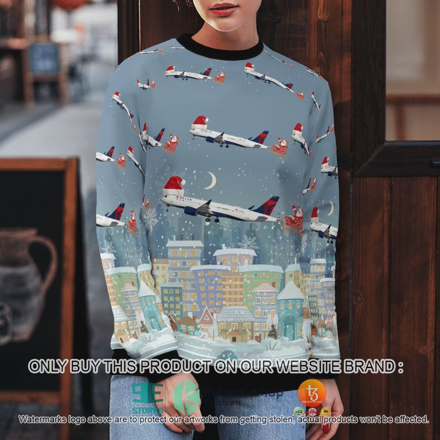 NEW Delta Air Lines Airbus A220-300 Christmas Sweatshirt 9 delta air lines airbus a220 300 christmas sweater sweatshirt 9 81329