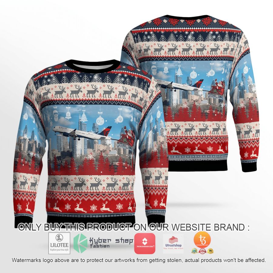 delta air lines airbus a220 300 with santa over philadelphia christmas 3d sweater 2 80778