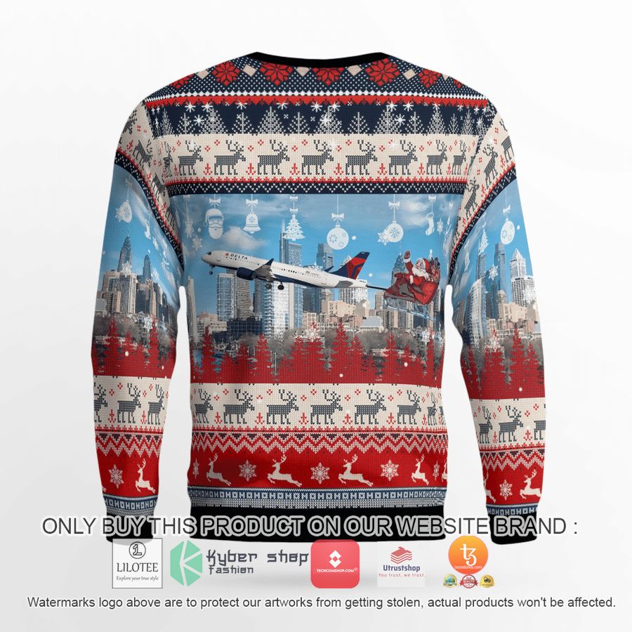 HOT Delta Air Lines Airbus A220-300 With Santa over Philadelphia Christmas Sweater 7 delta air lines airbus a220 300 with santa over philadelphia christmas 3d sweater 7 95994
