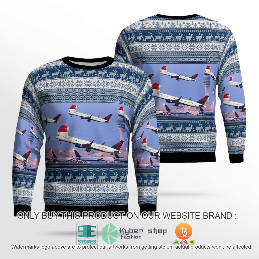 delta air lines boeing 757 232 at hartsfield jackson atlanta international airport christmas sweater sweatshirt 1 84107