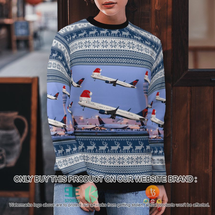 NEW Delta Air Lines Boeing 757-232 At Hartsfield Jackson Atlanta International Airport Christmas Sweatshirt 9 delta air lines boeing 757 232 at hartsfield jackson atlanta international airport christmas sweater sweatshirt 9 74469