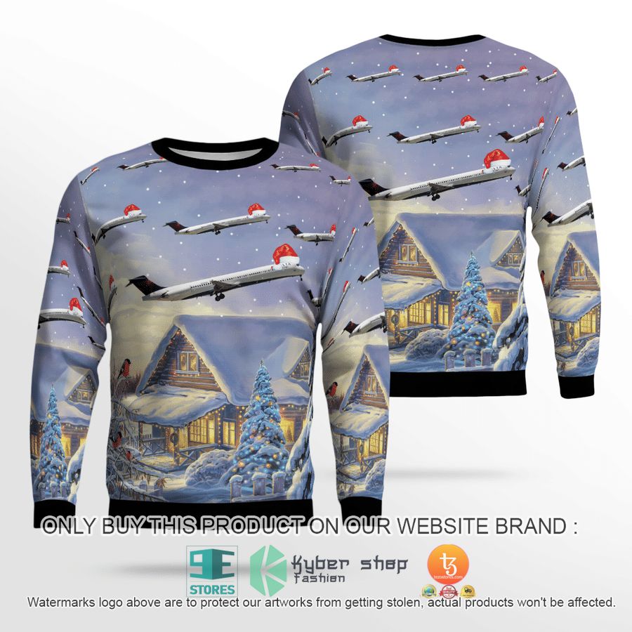 delta air lines mcdonnell douglas md 88 christmas sweater sweatshirt 1 49567