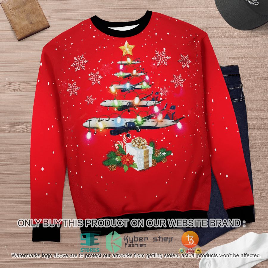 NEW Delta Airlines Airbus A321-200 Christmas Sweatshirt, Sweater 11 delta airlines airbus a321 200 christmas sweater sweatshirt 11 25127