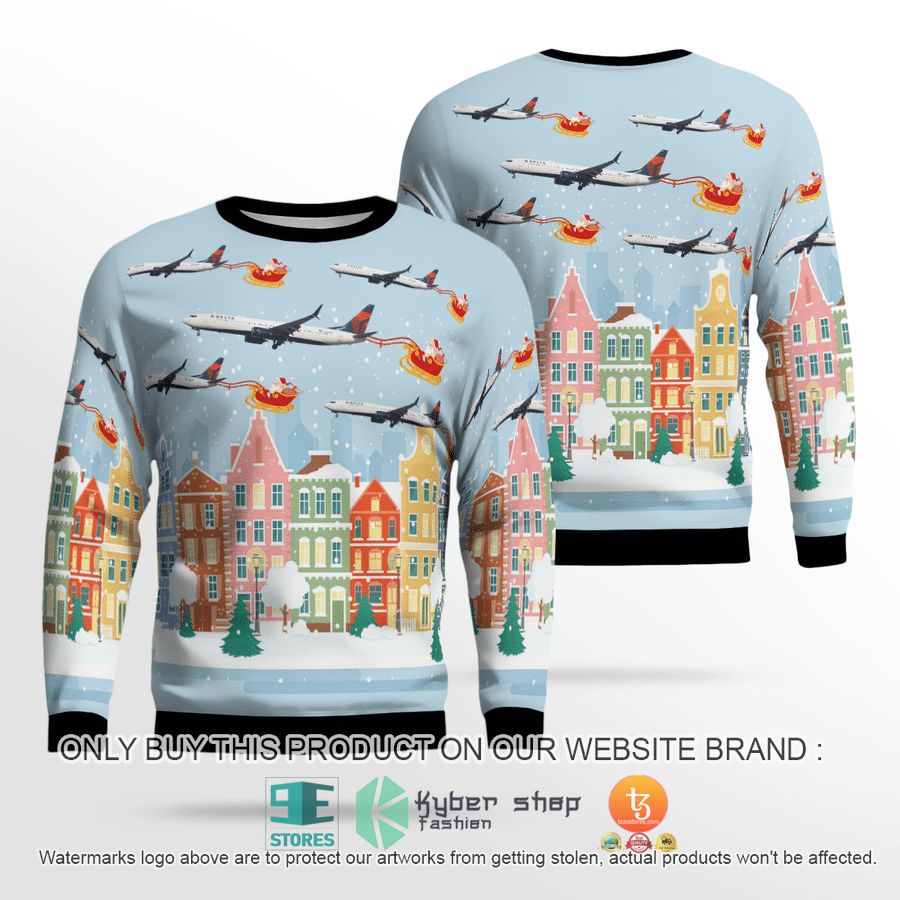 delta airlines boeing 737 900er christmas sweater sweatshirt 1 93414