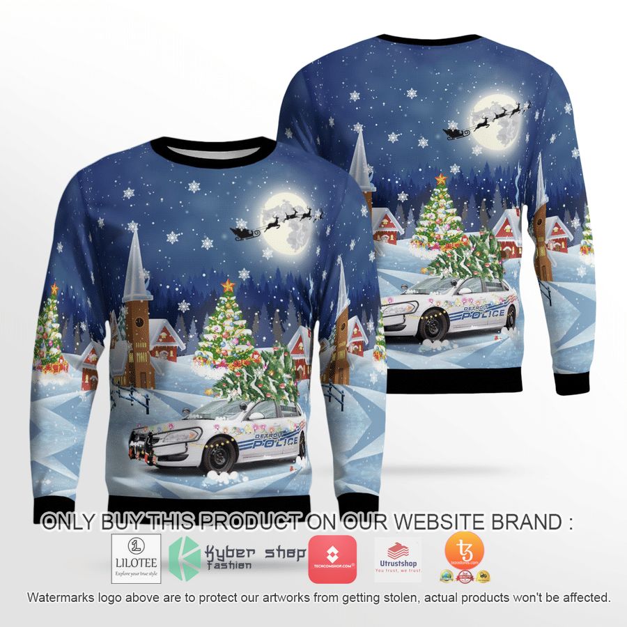 detroit police department car christmas 3d sweater 1 1165