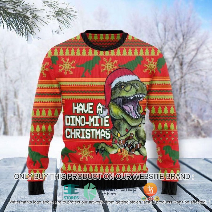 dinosaur have a dino mite christmas ugly sweater 1 54619