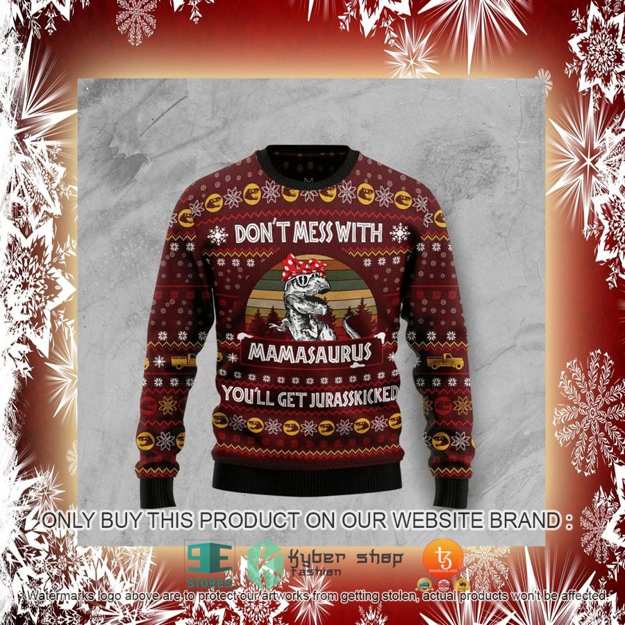 NEW Dinosaur Mom Don't Mess with Mamasaurus Christmas Sweatshirt, Sweater 2 dinosaur mom dont mess with mamasaurus christmas ugly sweater 2 35912