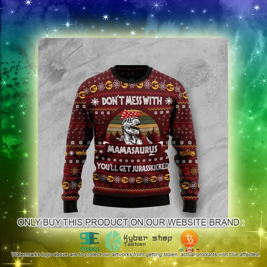NEW Dinosaur Mom Don't Mess with Mamasaurus Christmas Sweatshirt, Sweater 3 dinosaur mom dont mess with mamasaurus christmas ugly sweater 3 64474