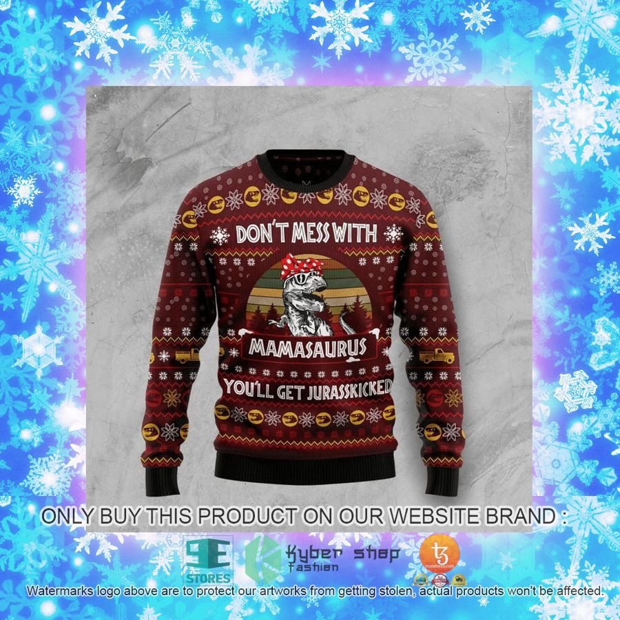 NEW Dinosaur Mom Don't Mess with Mamasaurus Christmas Sweatshirt, Sweater 4 dinosaur mom dont mess with mamasaurus christmas ugly sweater 4 80759