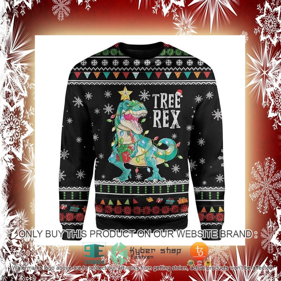 NEW Dinosaur Tree Rex Christmas Sweatshirt, Sweater 2 dinosaur tree rex christmas ugly sweater 2 40137